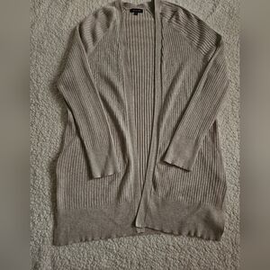 Verve Ami Sweater Womens L Beige Heather Cardigan Open Front Long Sleeve
